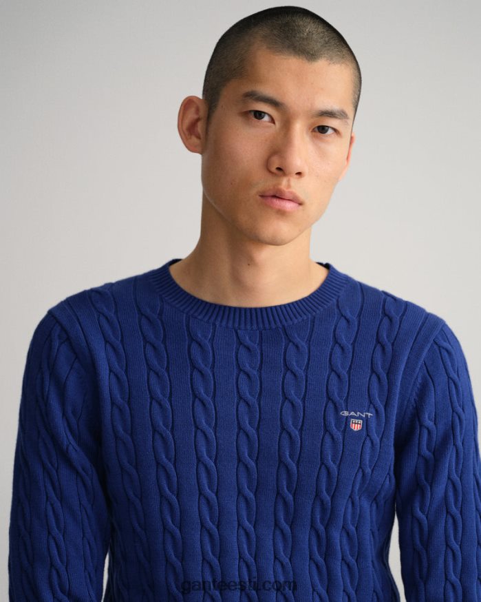 GANT mehed Sügavsinine puuvillane kaelusega kampsun NBR64N304