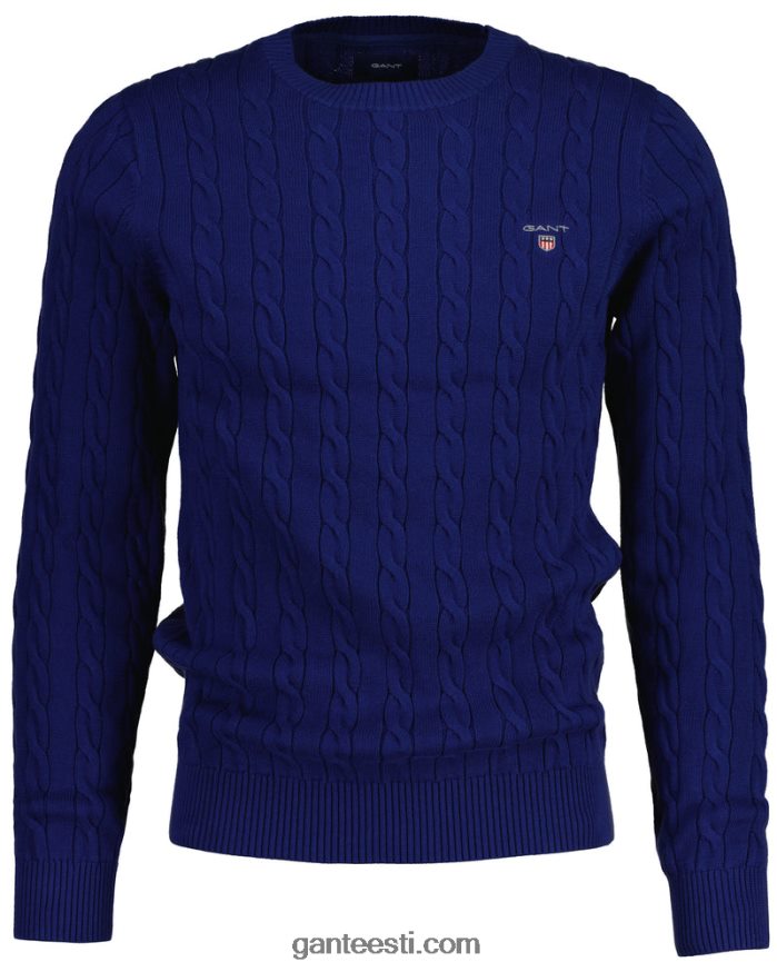 GANT mehed Sügavsinine puuvillane kaelusega kampsun NBR64N304