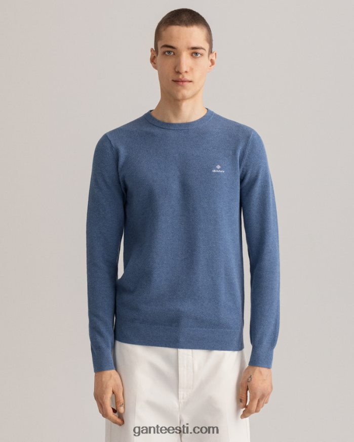 GANT mehed denim sinine mel puuvillane pikee kaelusega kampsun NBR64N345