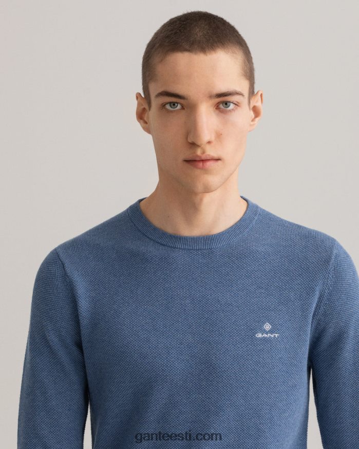 GANT mehed denim sinine mel puuvillane pikee kaelusega kampsun NBR64N345