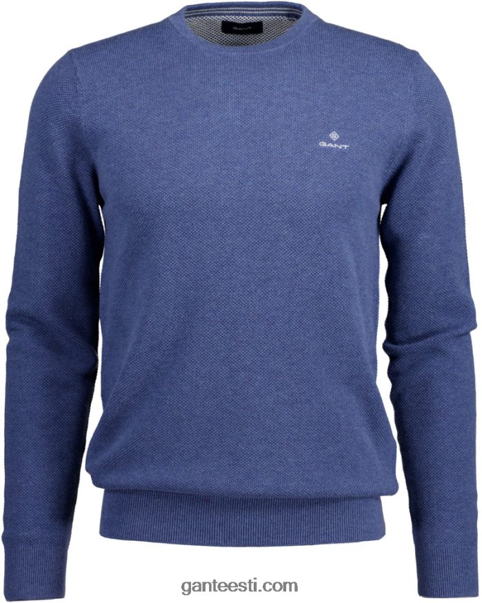 GANT mehed denim sinine mel puuvillane pikee kaelusega kampsun NBR64N345