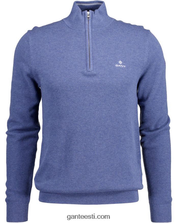 GANT mehed denim sinine mel puuvillane pikee pool lukuga kampsun NBR64N318