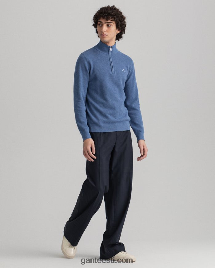 GANT mehed denim sinine mel puuvillane pikee pool lukuga kampsun NBR64N318