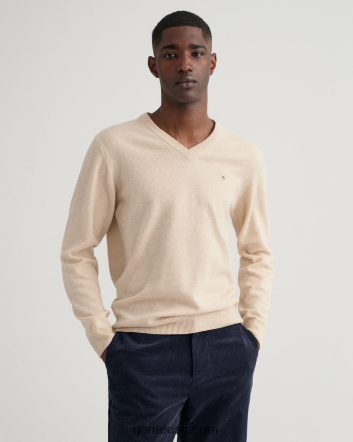 GANT mehed dk. liiva melanž ülipeen lambavillane v-kaelusega kampsun NBR64N308