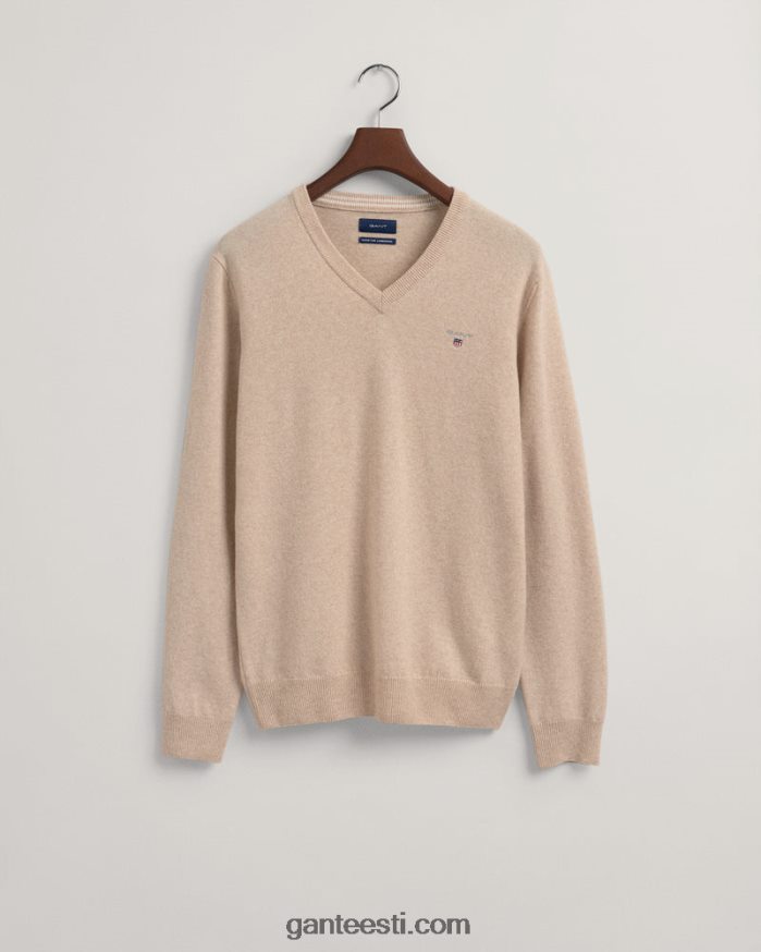 GANT mehed dk. liiva melanž ülipeen lambavillane v-kaelusega kampsun NBR64N308