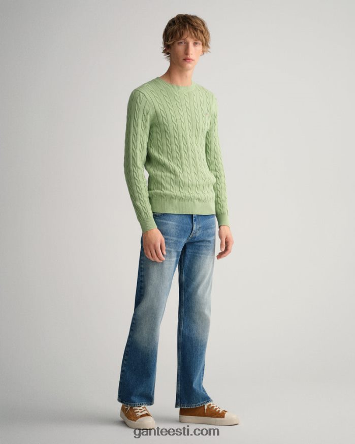 GANT mehed eukalüpti roheline puuvillane kaelusega kampsun NBR64N302