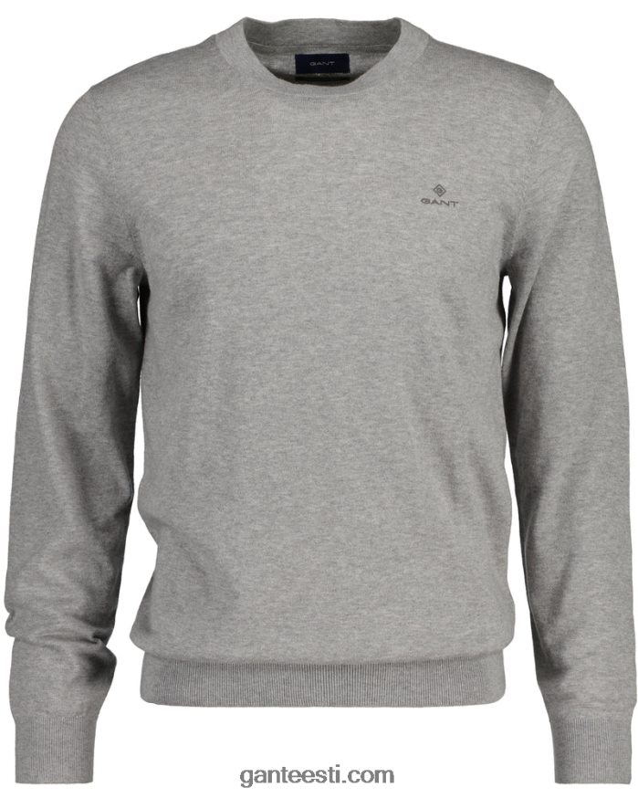 GANT mehed hall melanž puuvillane kašmiir kaelusega kampsun NBR64N351