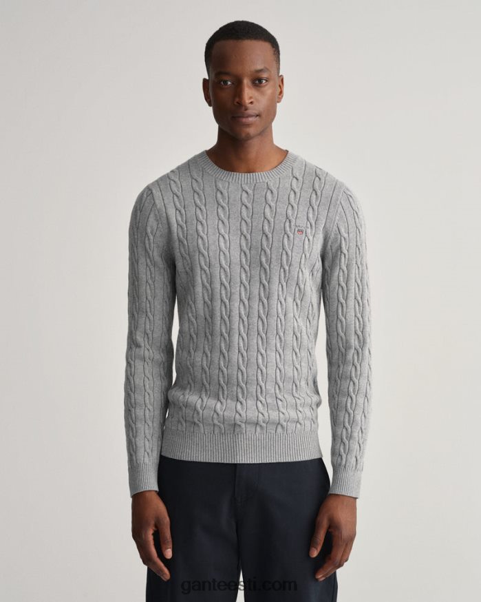 GANT mehed hall melanž puuvillane kaelusega kampsun NBR64N303