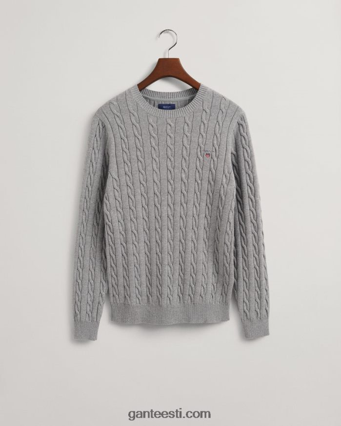 GANT mehed hall melanž puuvillane kaelusega kampsun NBR64N303