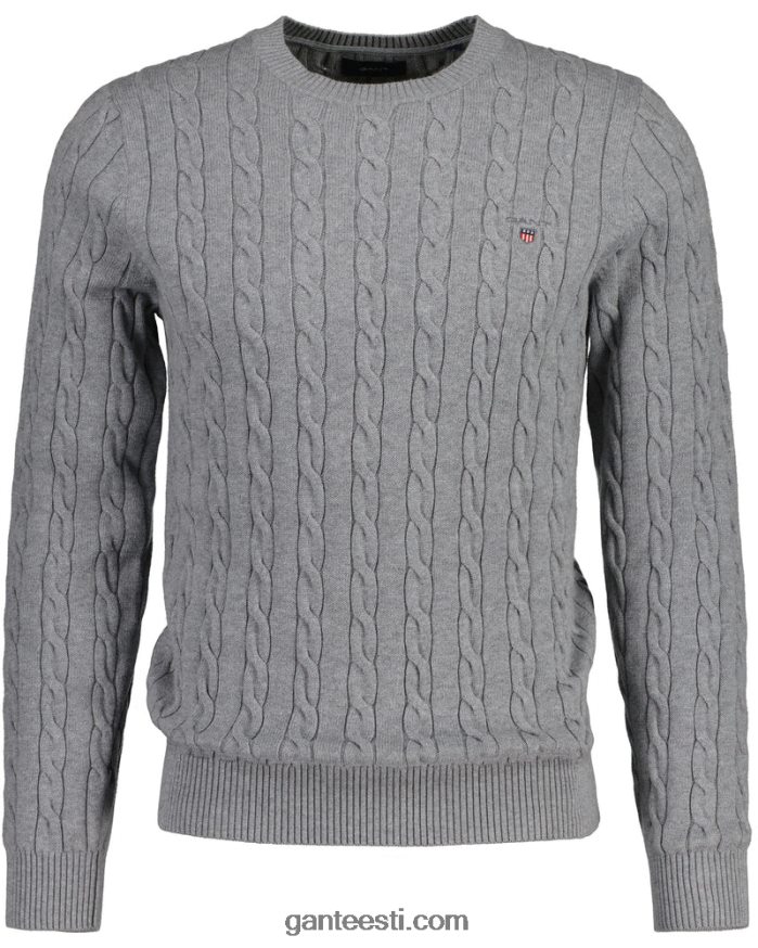 GANT mehed hall melanž puuvillane kaelusega kampsun NBR64N303