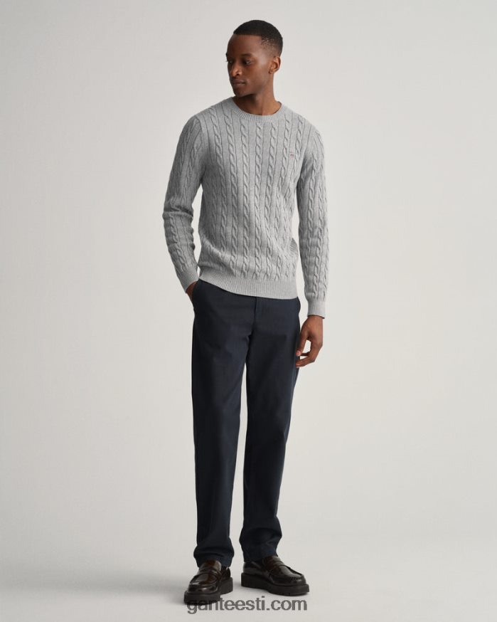 GANT mehed hall melanž puuvillane kaelusega kampsun NBR64N303