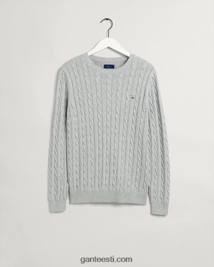 GANT mehed helehall melanž puuvillane kaelusega kampsun NBR64N355