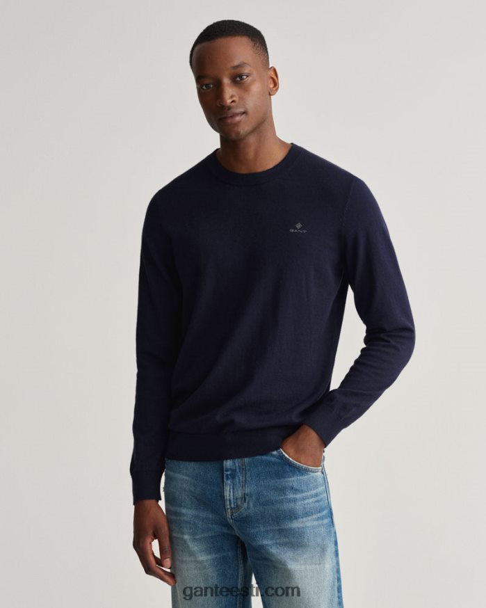 GANT mehed õhtusinine puuvillane kašmiir kaelusega kampsun NBR64N326