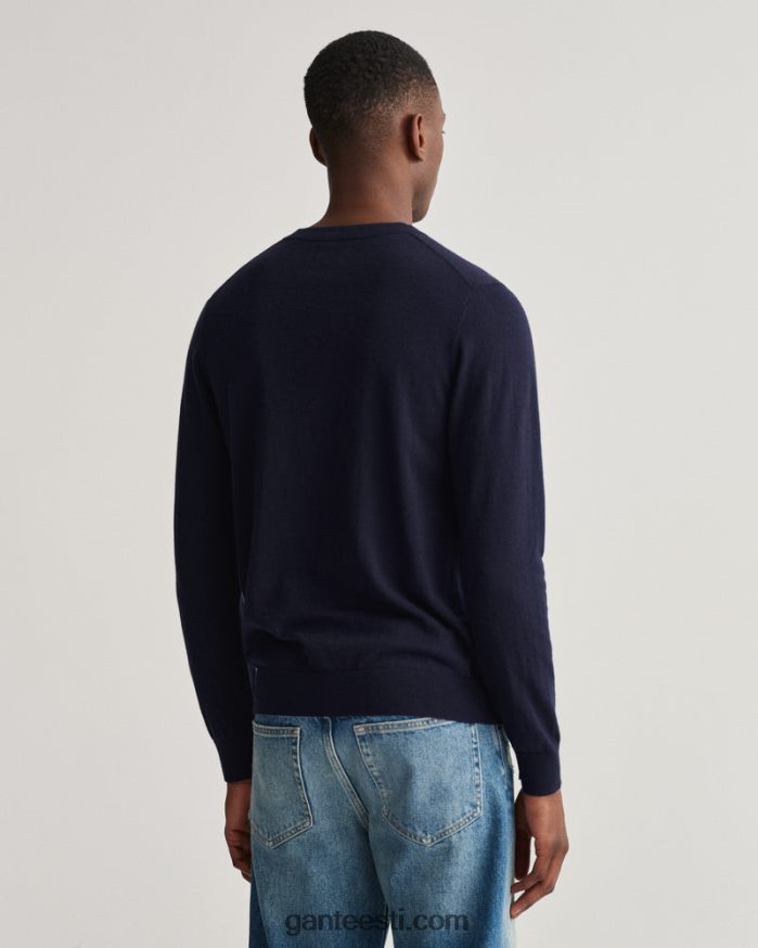 GANT mehed õhtusinine puuvillane kašmiir kaelusega kampsun NBR64N326