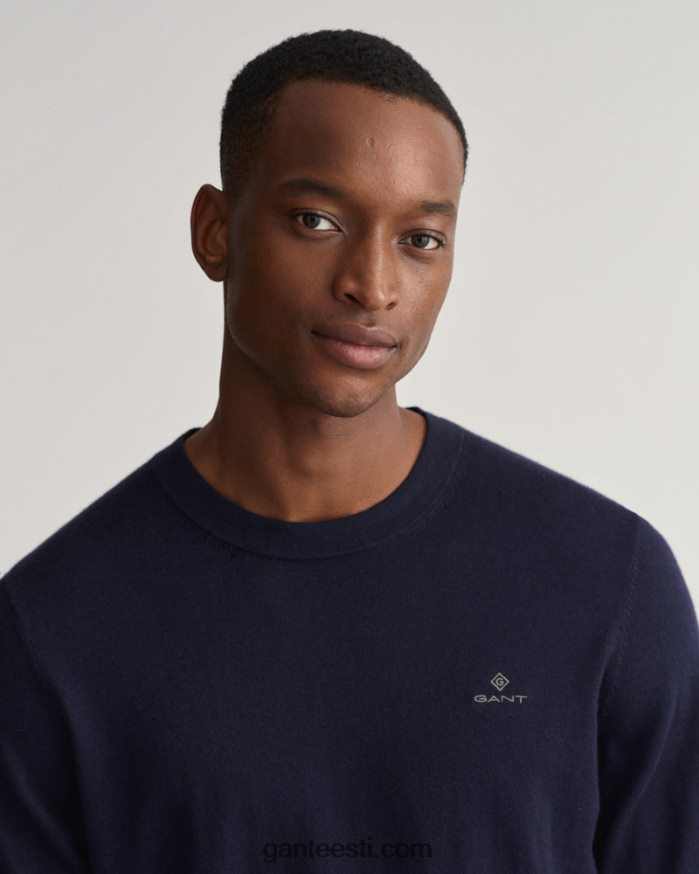 GANT mehed õhtusinine puuvillane kašmiir kaelusega kampsun NBR64N326