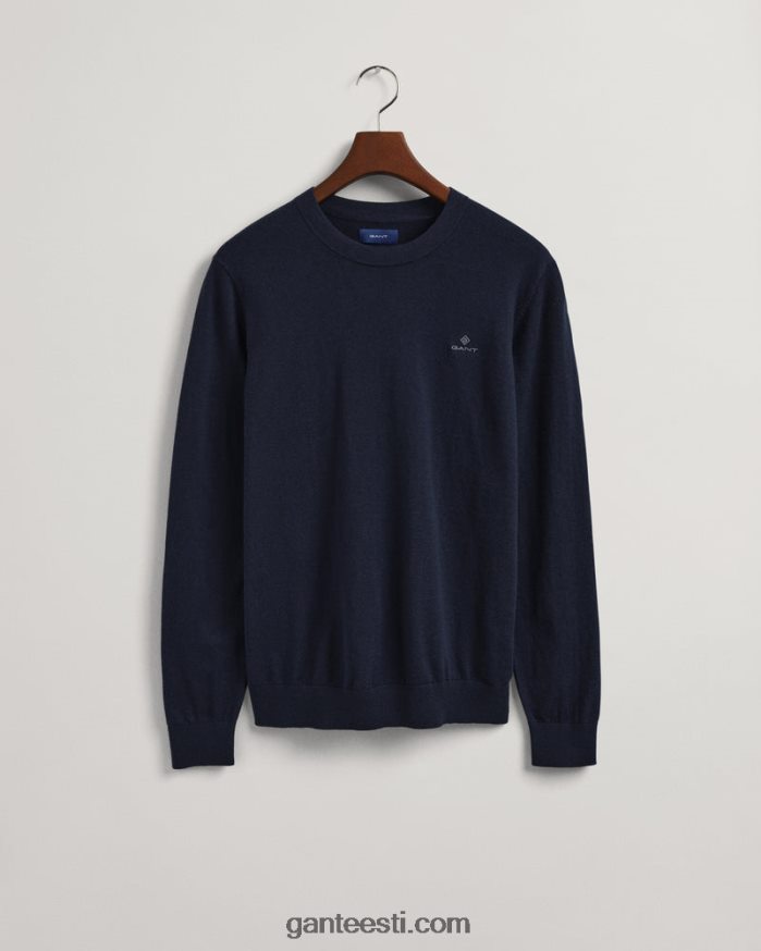 GANT mehed õhtusinine puuvillane kašmiir kaelusega kampsun NBR64N326