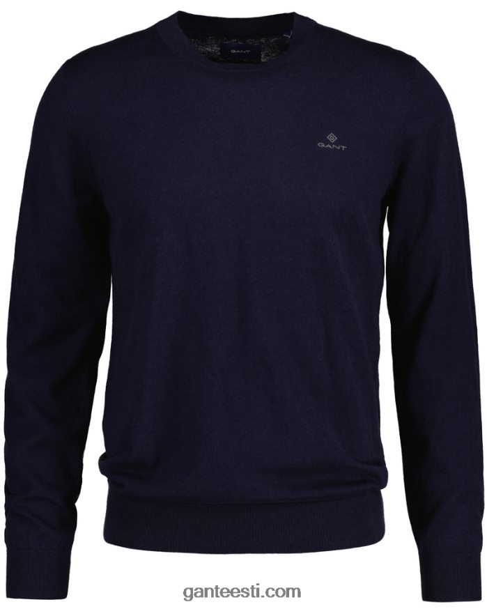 GANT mehed õhtusinine puuvillane kašmiir kaelusega kampsun NBR64N326