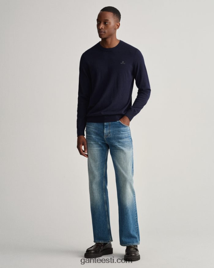 GANT mehed õhtusinine puuvillane kašmiir kaelusega kampsun NBR64N326