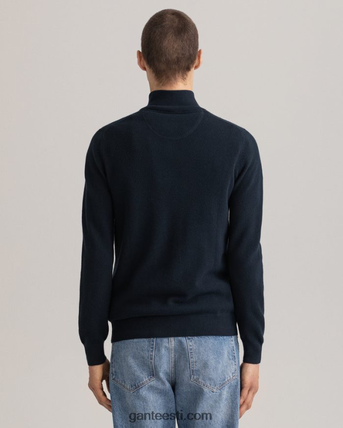 GANT mehed õhtusinine puuvillane pikee pool lukuga kampsun NBR64N352