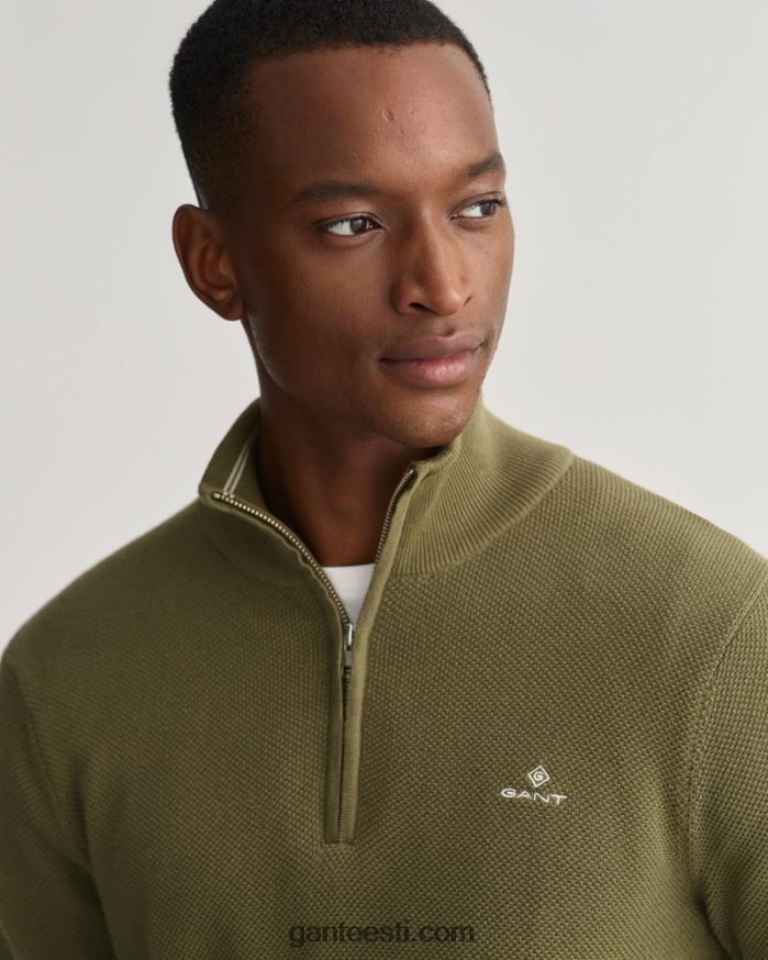 GANT mehed jahimees roheline puuvillane pikee pool lukuga kampsun NBR64N354