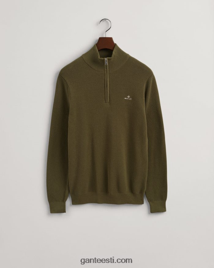 GANT mehed jahimees roheline puuvillane pikee pool lukuga kampsun NBR64N354