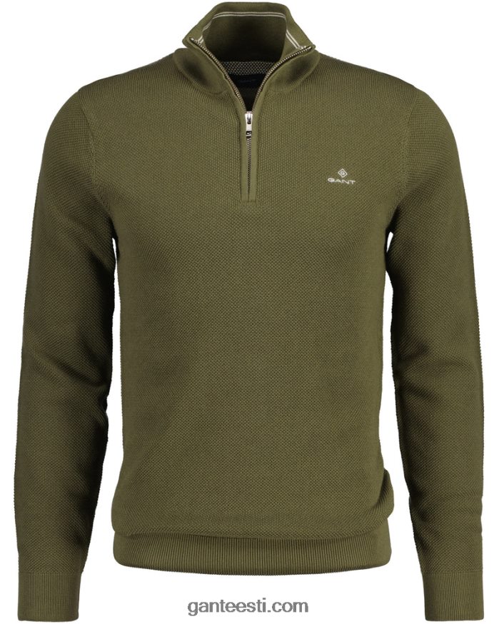 GANT mehed jahimees roheline puuvillane pikee pool lukuga kampsun NBR64N354