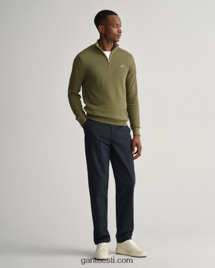 GANT mehed jahimees roheline puuvillane pikee pool lukuga kampsun NBR64N354