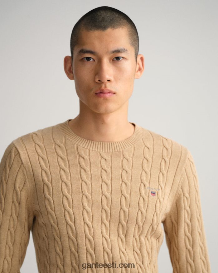 GANT mehed khaki mel puuvillane kaelusega kampsun NBR64N315