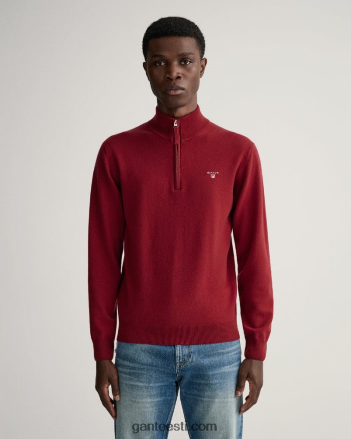 GANT mehed port punane ülipeen lambavillane pooltõmblukuga kampsun NBR64N311