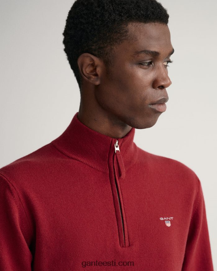GANT mehed port punane ülipeen lambavillane pooltõmblukuga kampsun NBR64N311