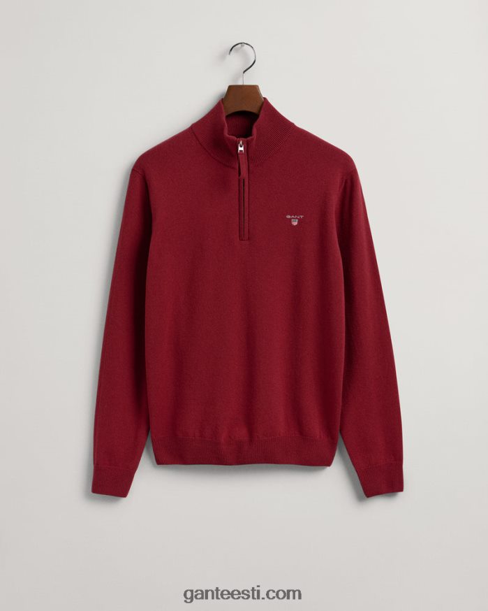GANT mehed port punane ülipeen lambavillane pooltõmblukuga kampsun NBR64N311