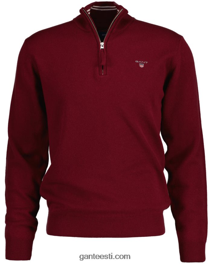 GANT mehed port punane ülipeen lambavillane pooltõmblukuga kampsun NBR64N311