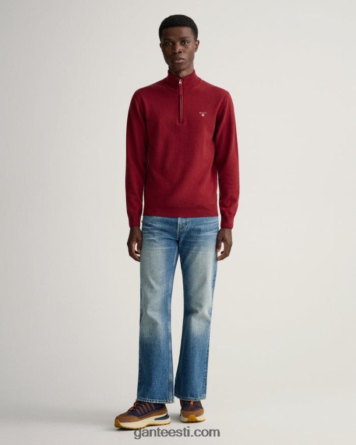 GANT mehed port punane ülipeen lambavillane pooltõmblukuga kampsun NBR64N311