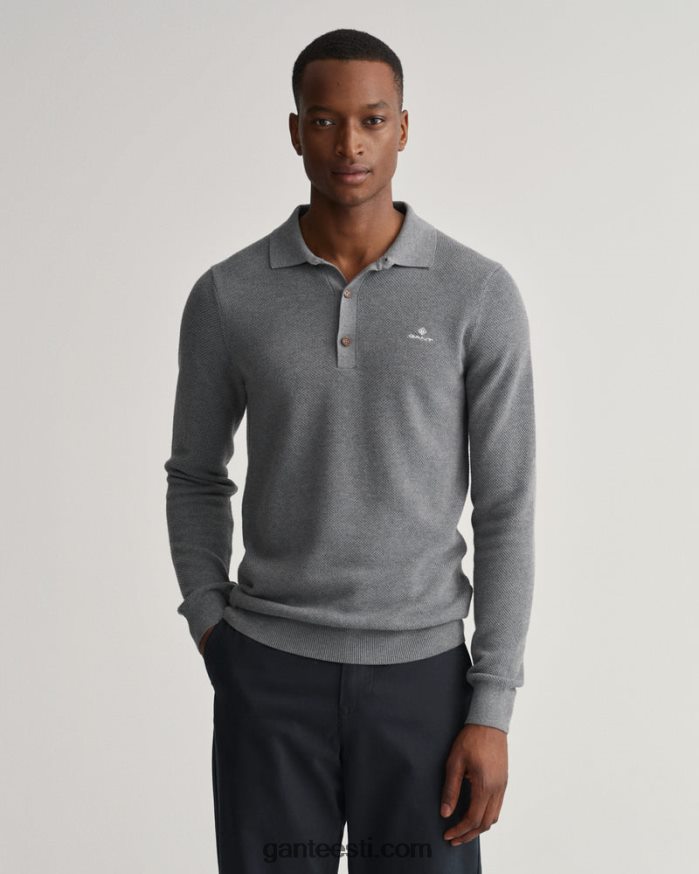 GANT mehed tumehall melanž puuvillane pikee polo kampsun NBR64N359