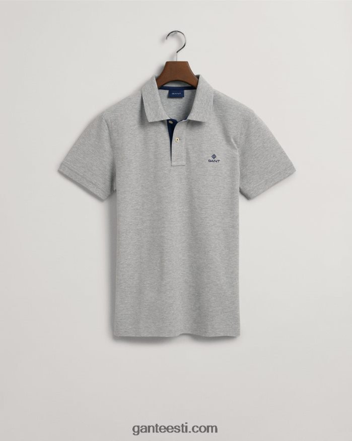 GANT mehed hall melanž kontrastne krae pique rugger NBR64N102