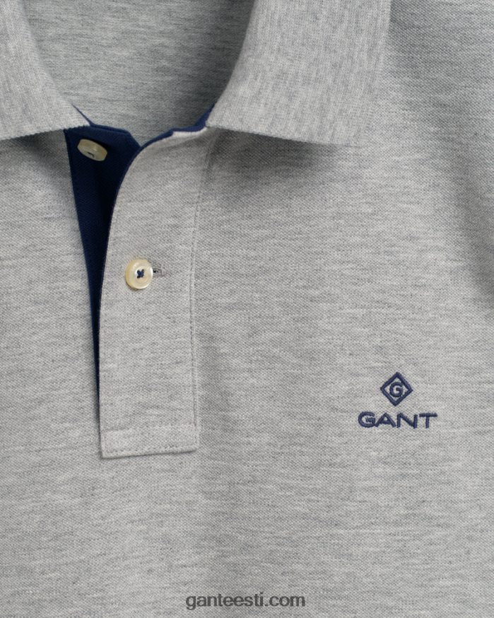 GANT mehed hall melanž kontrastne krae pique rugger NBR64N102