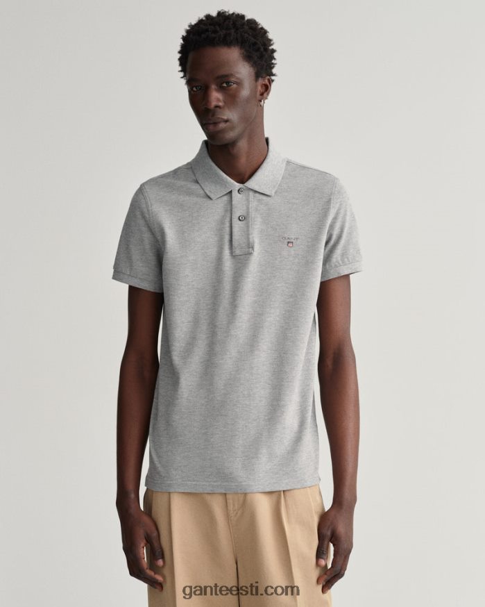 GANT mehed hall melanž originaal slim fit pique polo särk NBR64N108