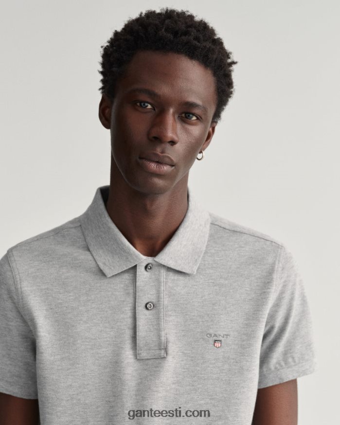 GANT mehed hall melanž originaal slim fit pique polo särk NBR64N108