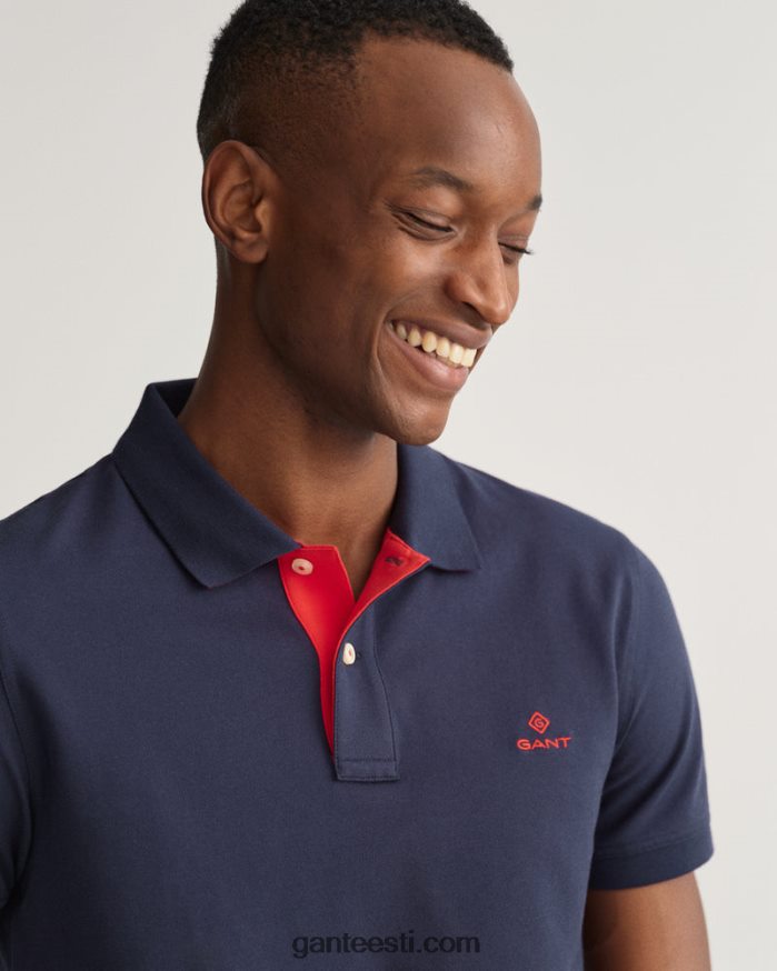 GANT mehed õhtusinine kontrastne krae pique rugger NBR64N112