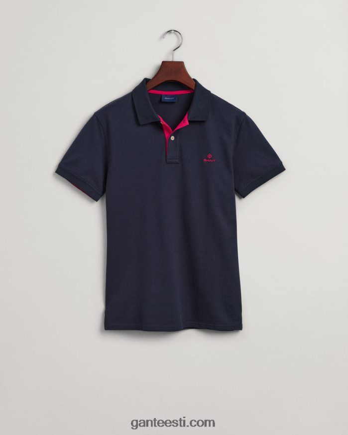 GANT mehed õhtusinine kontrastne krae pique rugger NBR64N112