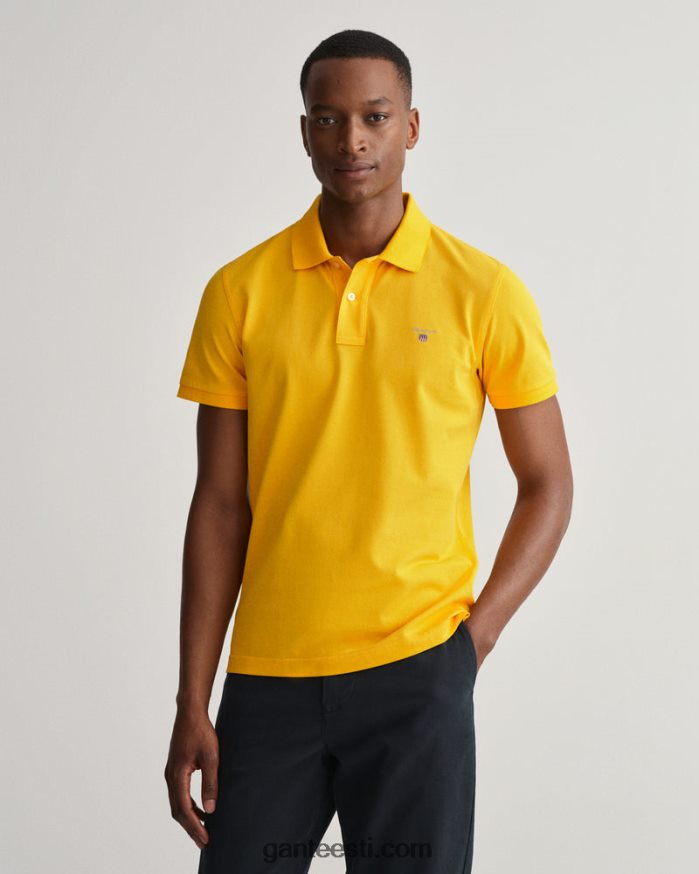 GANT mehed tsitruseline kollane originaalne pikee polosärk NBR64N109