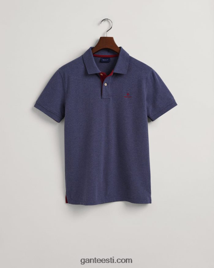 GANT mehed tume teksasinine melanž kontrastne krae pique rugger NBR64N100