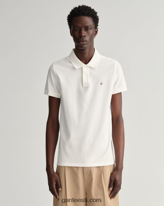 GANT mehed valge originaal slim fit pique polo särk NBR64N105