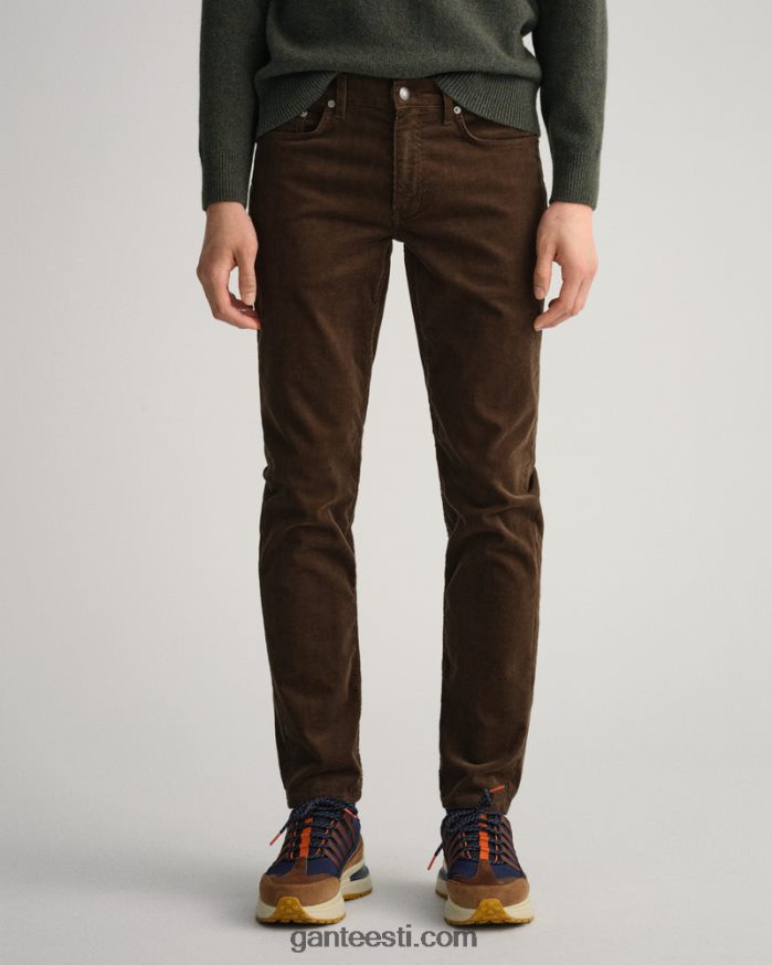 GANT mehed rikkalik pruun hayes slim fit velvetist teksad NBR64N420