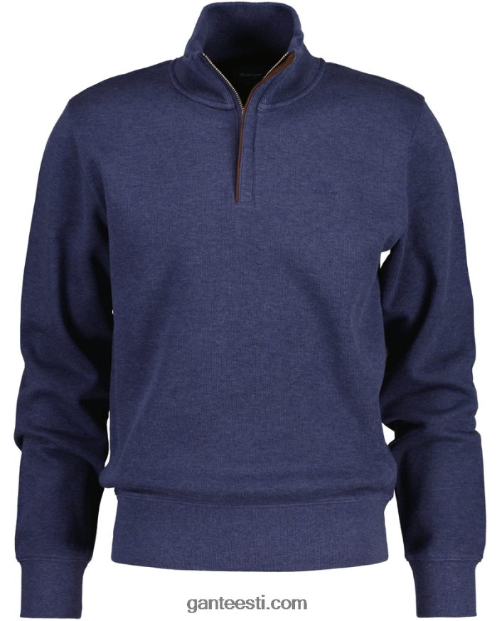 GANT mehed tume teksasinine melanž pooltõmblukuga dressipluus NBR64N266