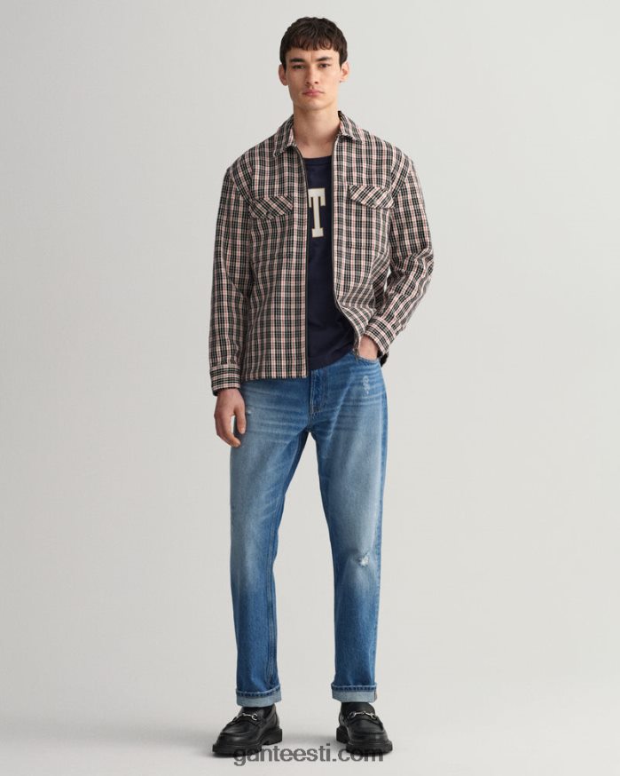 GANT mehed kreem lõdvestunud istuv raske toimse lukuga särk NBR64N22