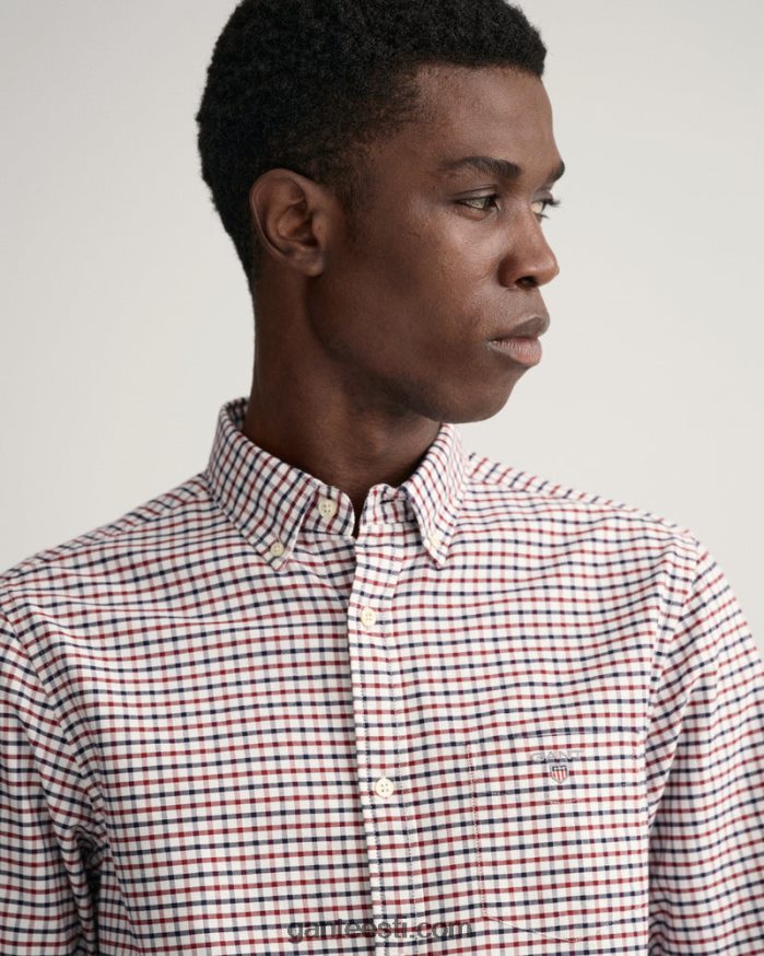 GANT mehed punetav punane tavalise istumisega tattersall oxfordi särk NBR64N49