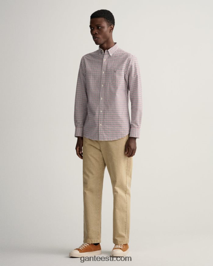 GANT mehed punetav punane tavalise istumisega tattersall oxfordi särk NBR64N49