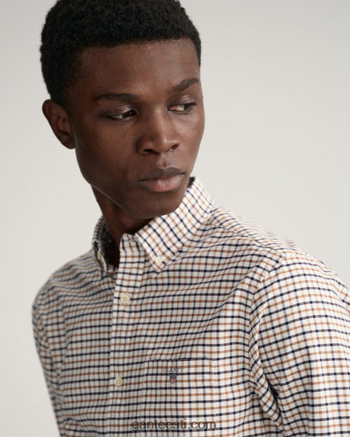 GANT mehed röstitud pähkel tavalise istumisega tattersall oxfordi särk NBR64N24