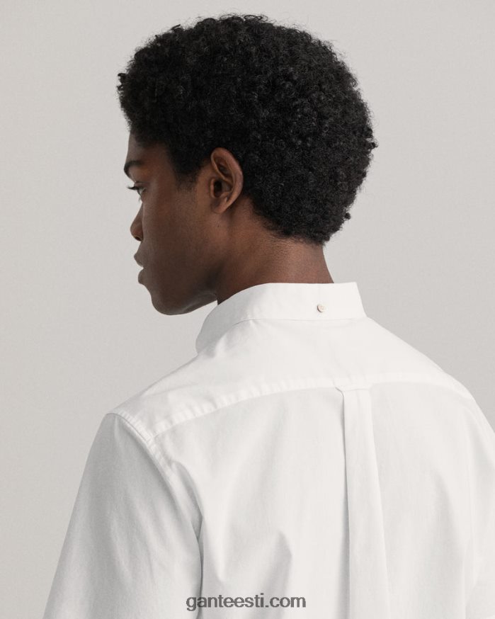 GANT mehed valge Tavalise istmega laia riidest lühikeste varrukatega särk NBR64N93